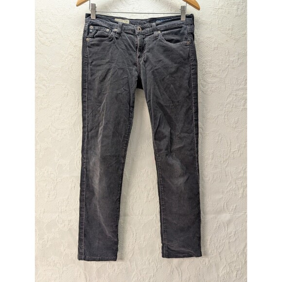 AG Adriano Goldschmied Black Stevie Ankle Slim Straight Corduroy Size 27R Y2K - Picture 1 of 16